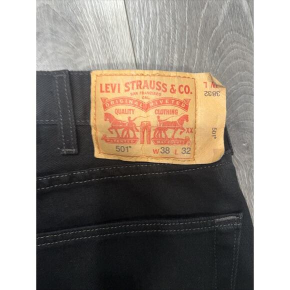 Levis 501 Button Fly Jeans 38x32 Black New W/ Tags Mens Authentic Original - Picture 6 of 8